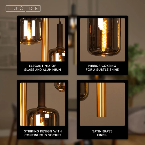 Lucide JOANET - Pendant light - Ø 65 cm - 4xE27 - Brass - USP